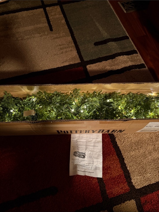 Pottery Barn Other - Pottery Barn Green Boxwood Garland with Warm White Lights BNIB
